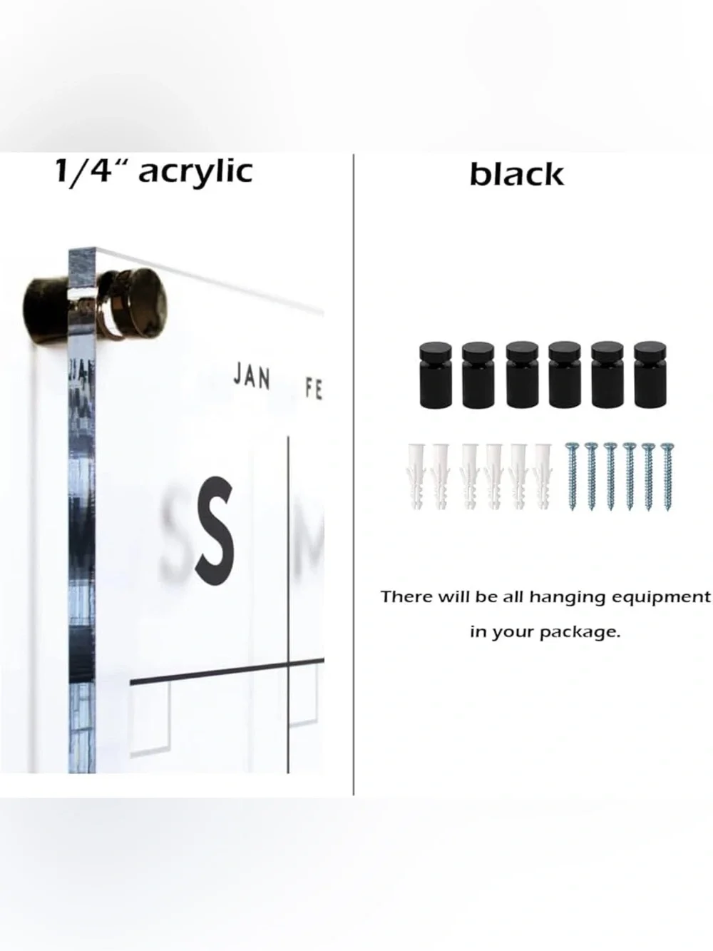 Large Clear Acrylic White Board Dry Erase Wall Calendar/ Planner - Home/Office